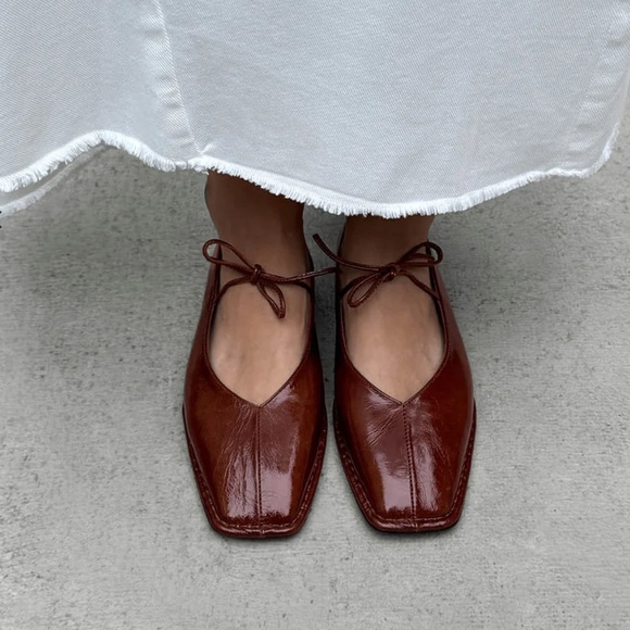 ALOHAS Shoes - Alohas Elegant Brown Leather Women's Ballet Flats